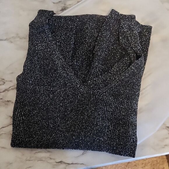 Sequin Knit V-Neck Sleeveless Top – Shiny Casual Tank, Elegant Holidays Outfit - Picture 11 of 12